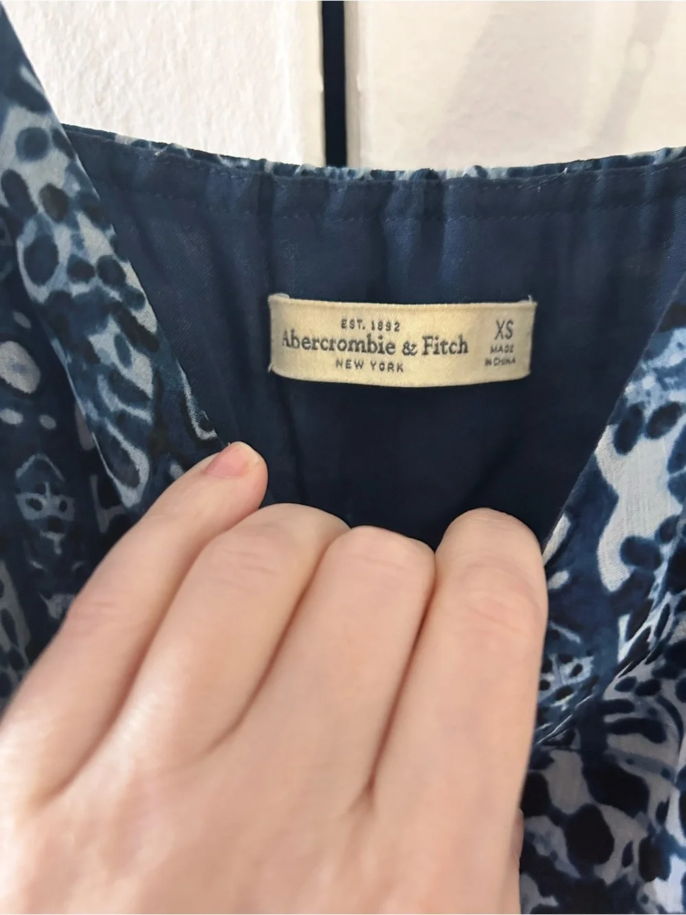 Abercrombie & Fitch Blue Patterned Spaghetti-Strap Maxi Dress